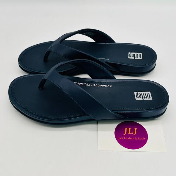 FitFlop Women's Gracie Leather Thong Flip Flop Sandals Midnight Navy Size 5 - Picture 6 of 12